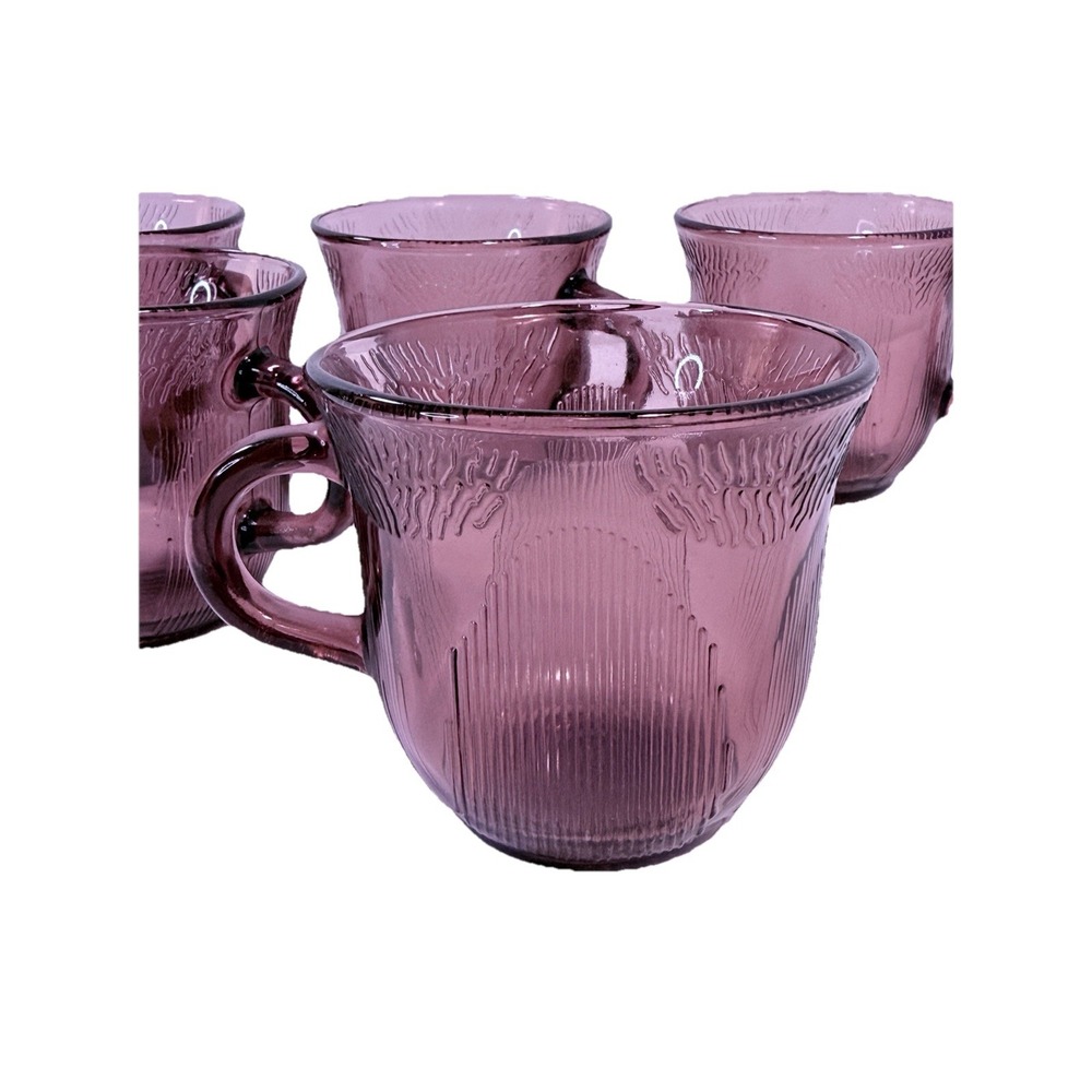 Vintage Fortecrisa Mexico Amethyst Glass Coffee Cups – 5 Retro MCM Gems, Boho